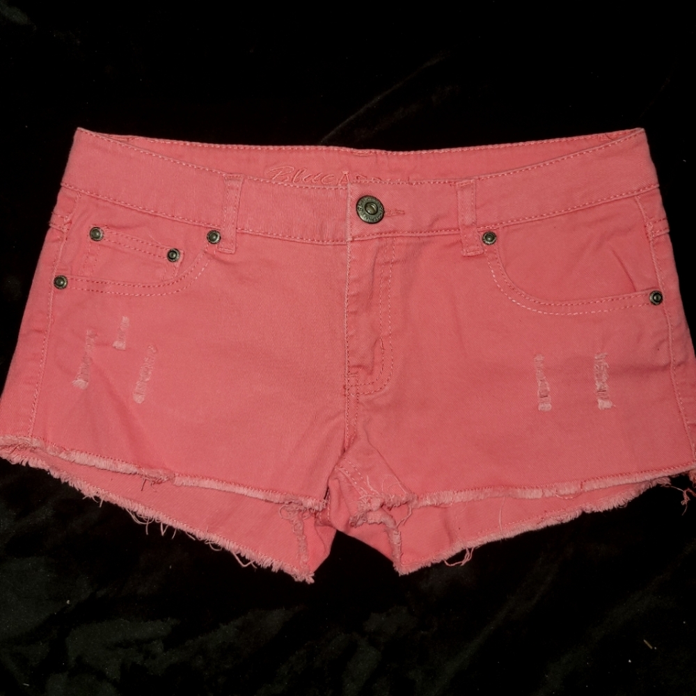 Guess Pink Jean Shorts Distressed Cut-Off Hem